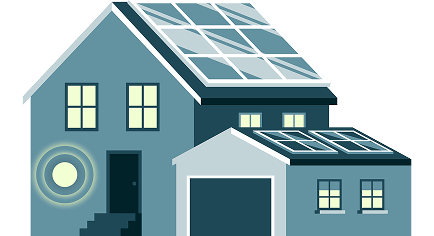 Hausdächer mit Solaranlagen - Energiespeicher mit natbatt für ein Einfamilienhaus